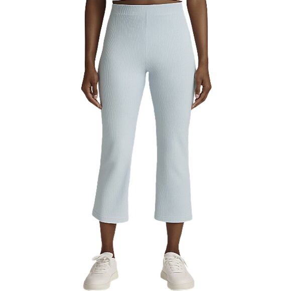 Lululemon Pale Ice Blue Ribbed High-Rise Slim Pants 12 Cropped Modal Blend - Picture 1 of 15